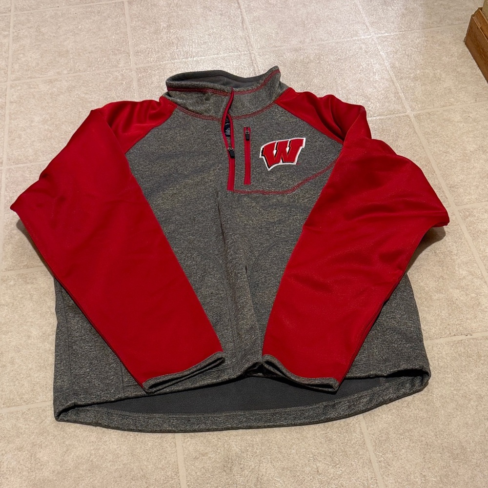 Red and Gray Quarter-Zip Pullover